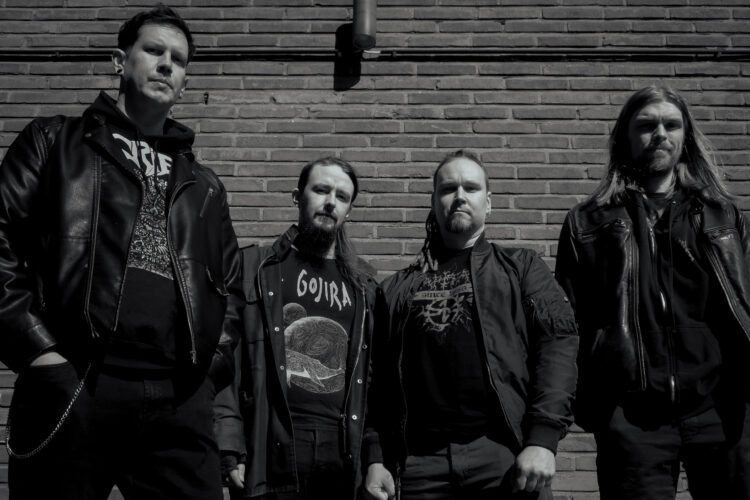 Nykteria band photo. Samuli Rasi, Kalle Kansanen, Arto Ikonen, and Mikko Paappanen.